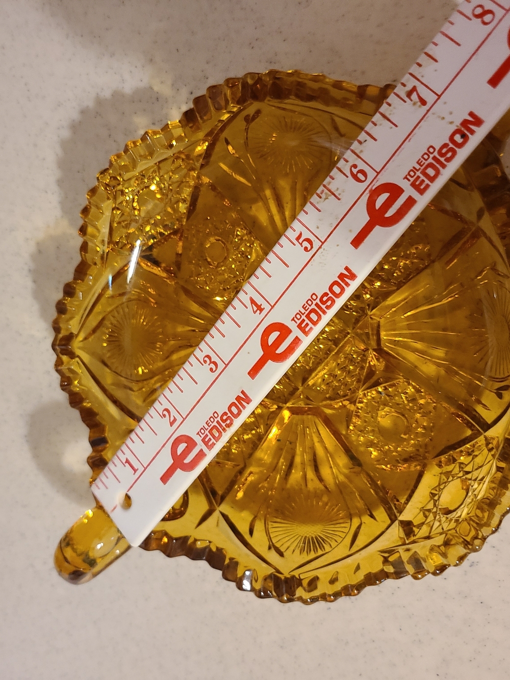 Amber Pressed Glass Serving Dish - Picture 7 of 12